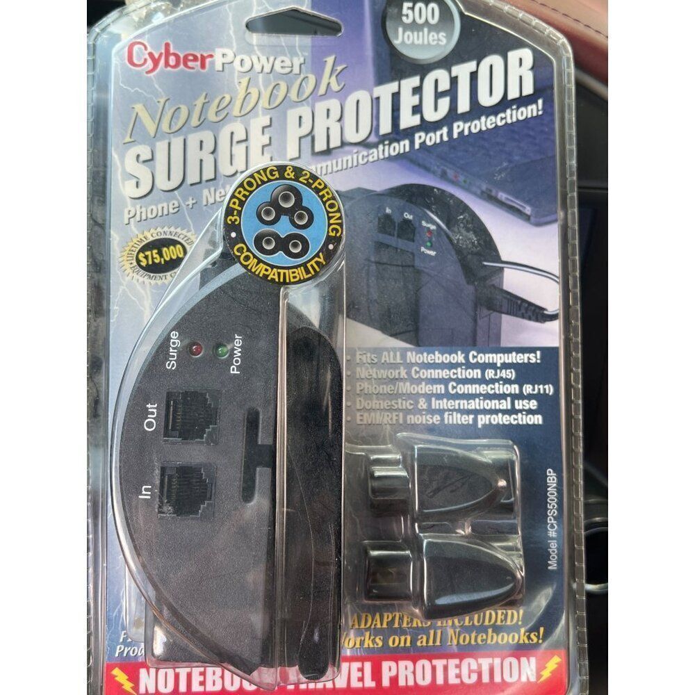 Cyber Power Notebook Surge Protector Fits All Notebook Computers Network Connect